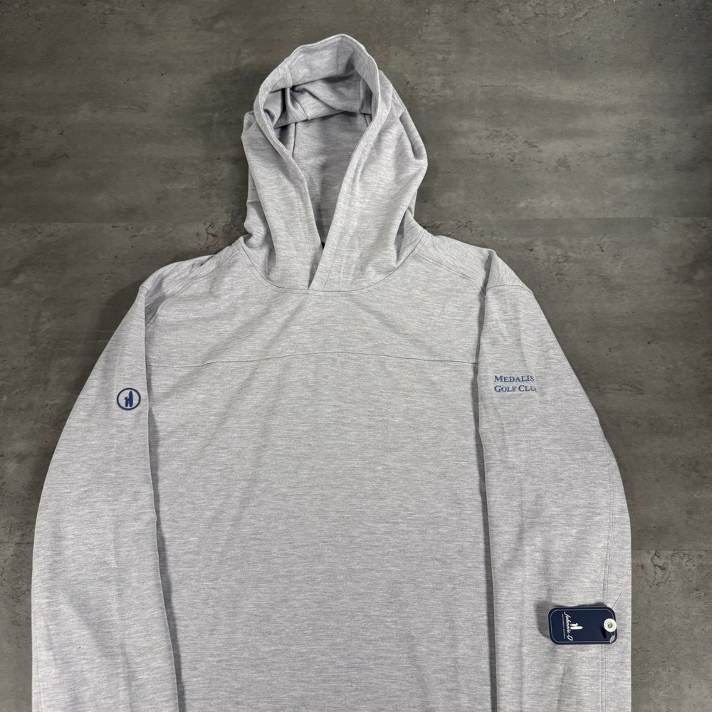 johnnie-O Hoodie Mens Large Gray Medalist Golf Club Performance UPF 50 Pullover